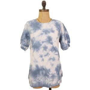 Goodthreads Heritage Fleece Blouson Short Sleeve Top Sz S Indigo Tie Dye NWT B23